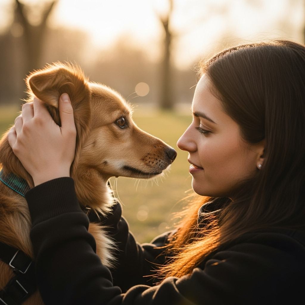 Una persona compartiendo un momento de afecto con su mascota, símbolo del amor incondicional de los perros.
