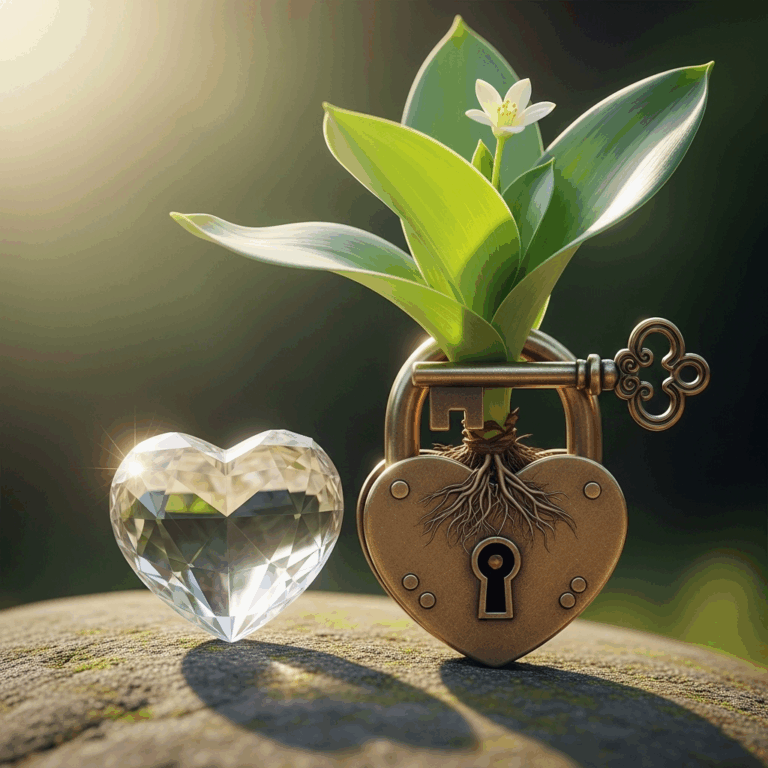 Ilustración de un corazón limpio y brillante, simbolizando el estar listo para amar de nuevo.