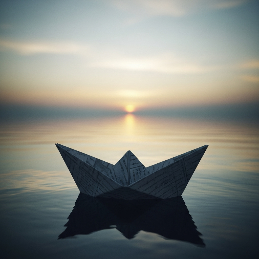 Un barco de papel, simbolizando la despedida y el dolor de cuando el amor no es suficiente.