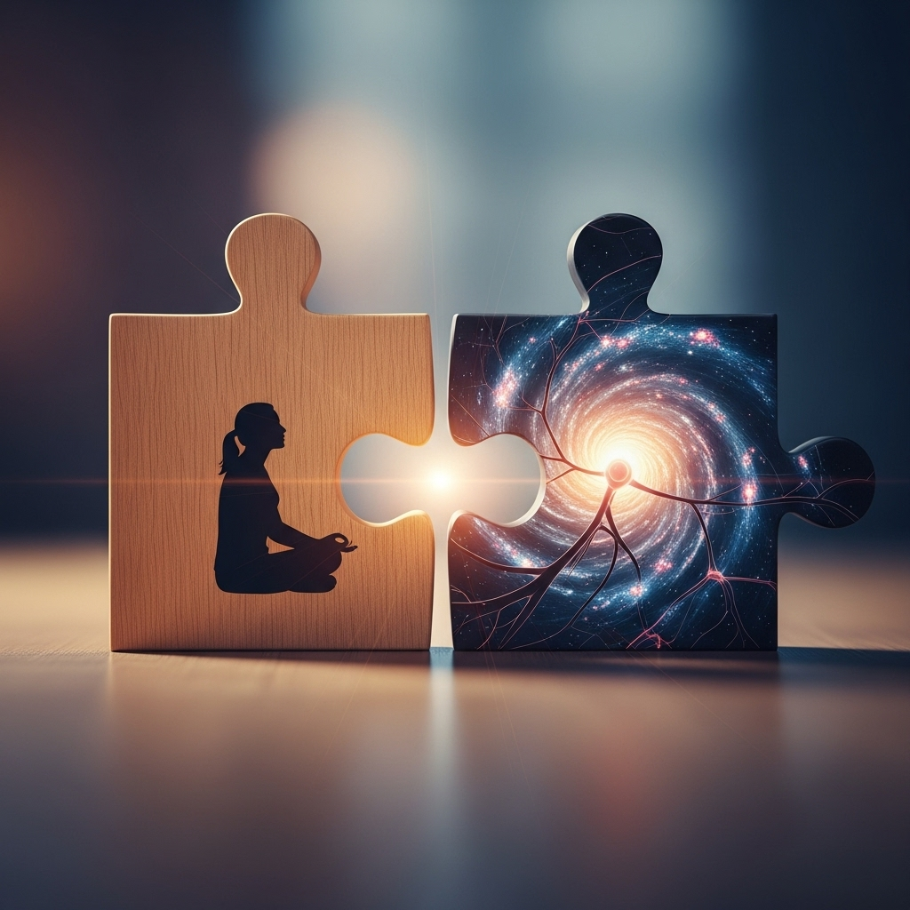 Dos piezas de puzzle, simbolizando que para encontrar a la persona indicada primero debes conocerte a ti mismo.