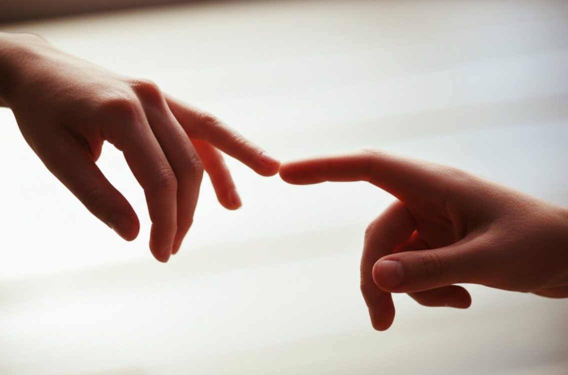 aprender a amar - dos manos que apenas pueden tocarse sin llegar a conectar - qué es el amor verdadero?