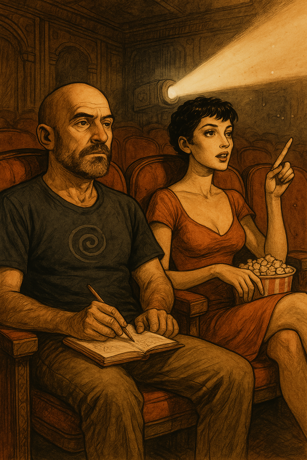 Daria y Henry en colaboración hablando de dinosaurios de yeso