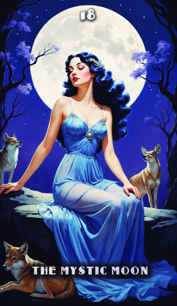 qué es el romanticismo - carta de La luna en el tarot que lo representa