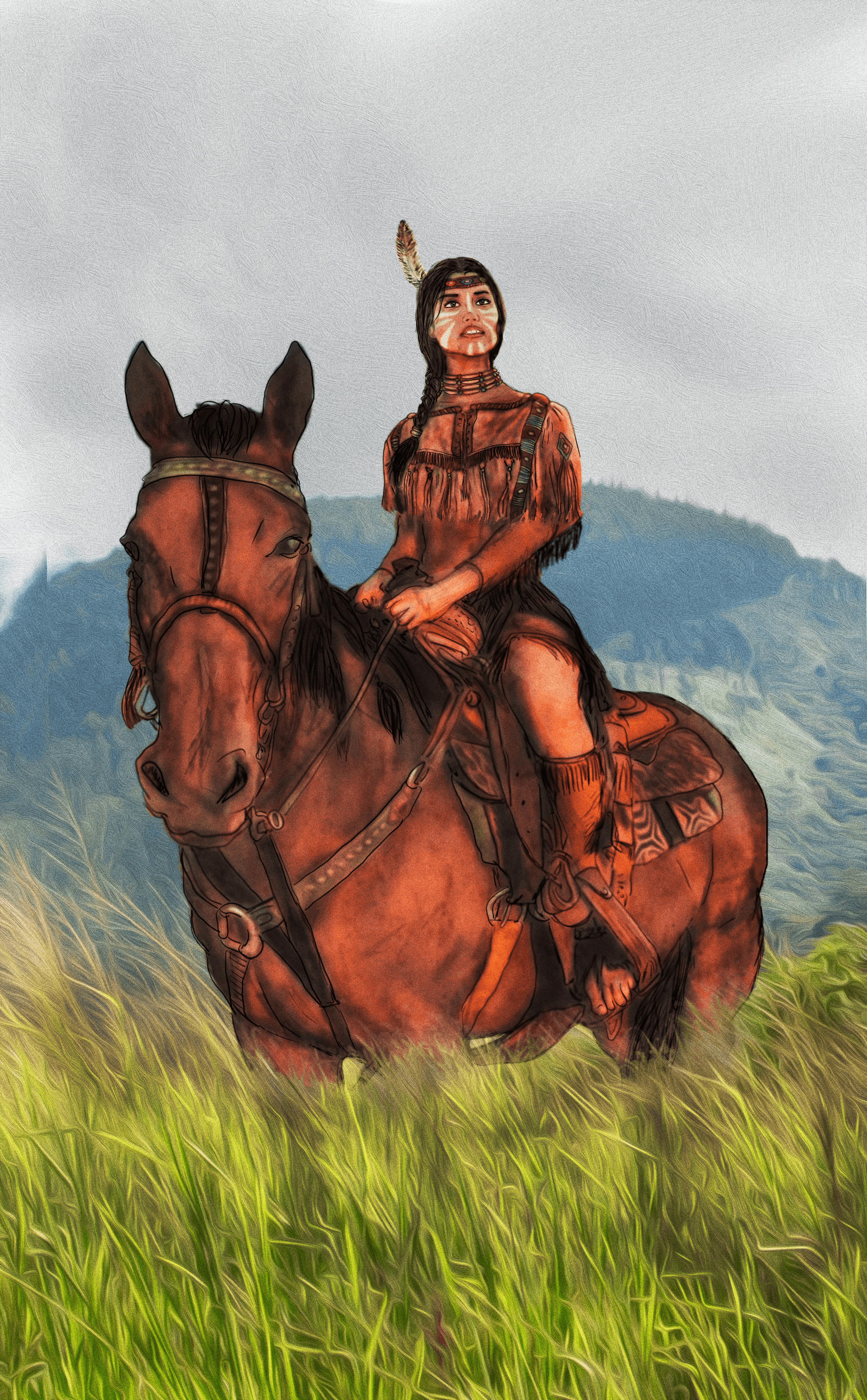 La princesa apache Imalá de Dos Balas Para Claire también la sacerdotisa en el Tarot de las dos balas
