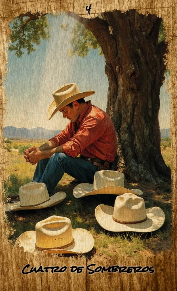 cuatro de sombreros - Palo de Copas Significado: El "Palo de Sombreros" y el Corazón del Salvaje Oeste