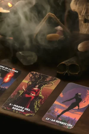 Arcanos de la Cosecha Roja Tarot Físico - Lectura en mesa