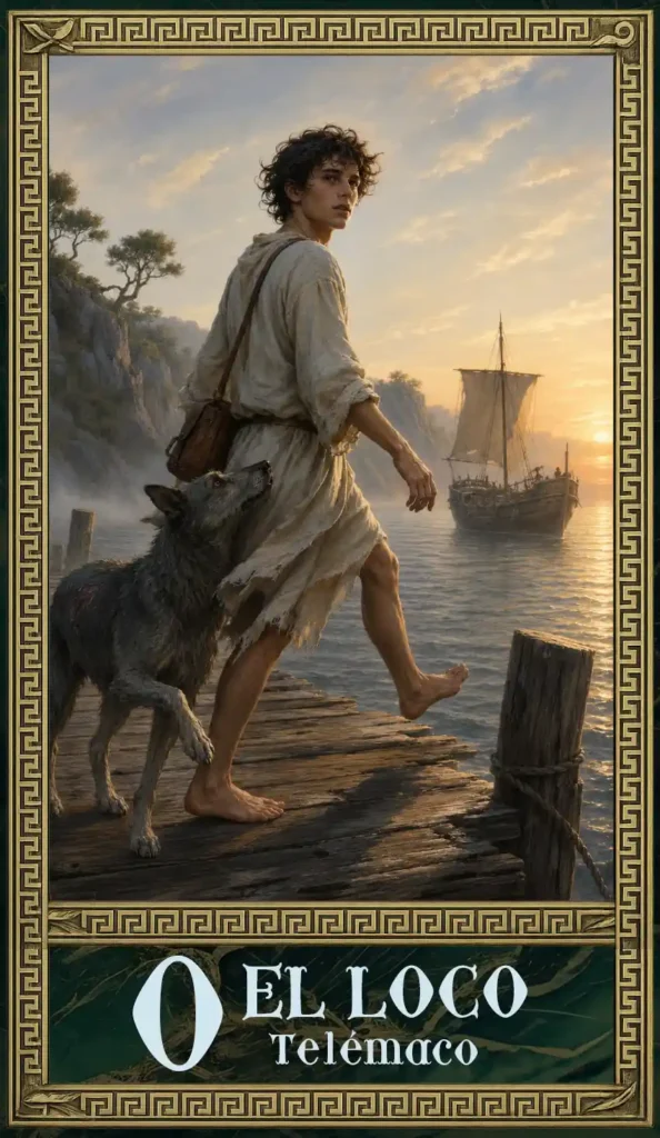 El loco del tarot en la mitología griega - Telémaco - Carta