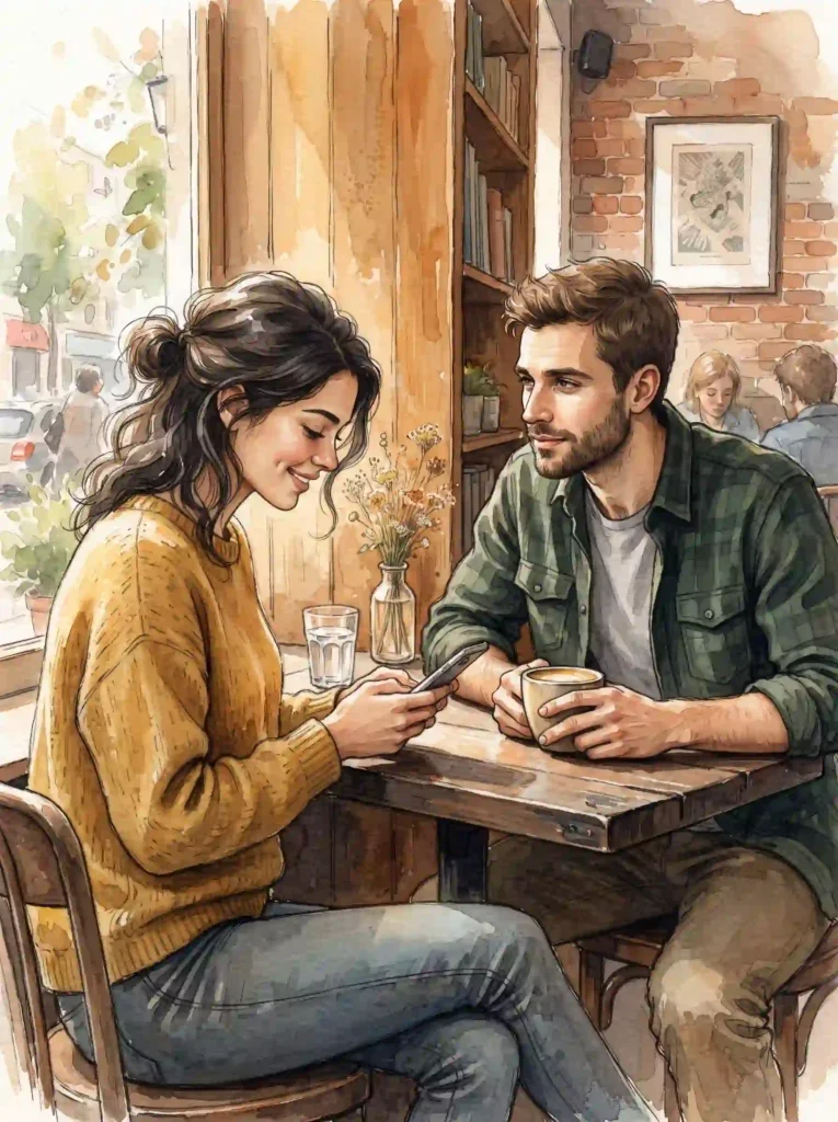 Por qué repetimos patrones en el amor - pareja tomand un cafe.