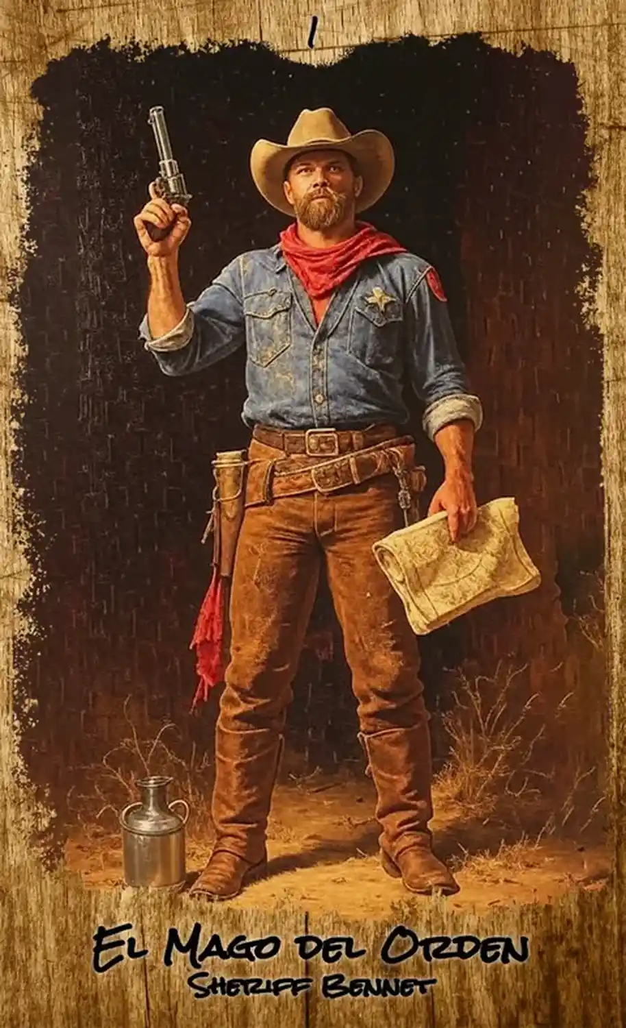 Carta 1, El Mago del Orden (Sheriff Duncan Bennet), del Tarot de las Dos Balas