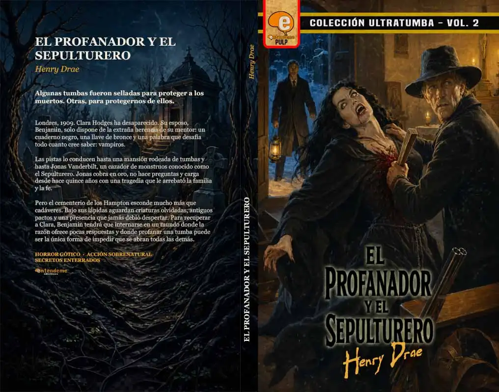 Portada de El Profanador y el Sepulturero, edición impresa de Henry DraePortada de El Profanador y el Sepulturero, edición impresa de Henry Drae