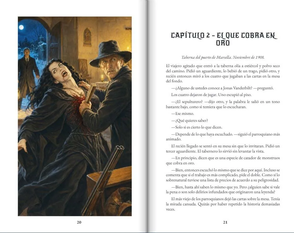 Páginas de El Profanador y el Sepulturero libro impreso, de Henry Drae